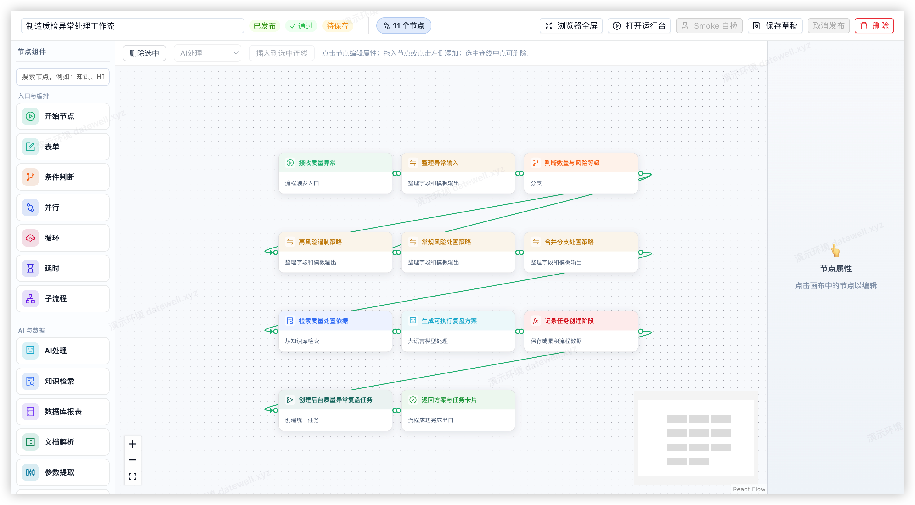 工作流可视化编排界面截图